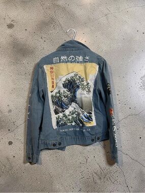 Japanese Art Denim Jacket – Statement Graphic Jean Jacket